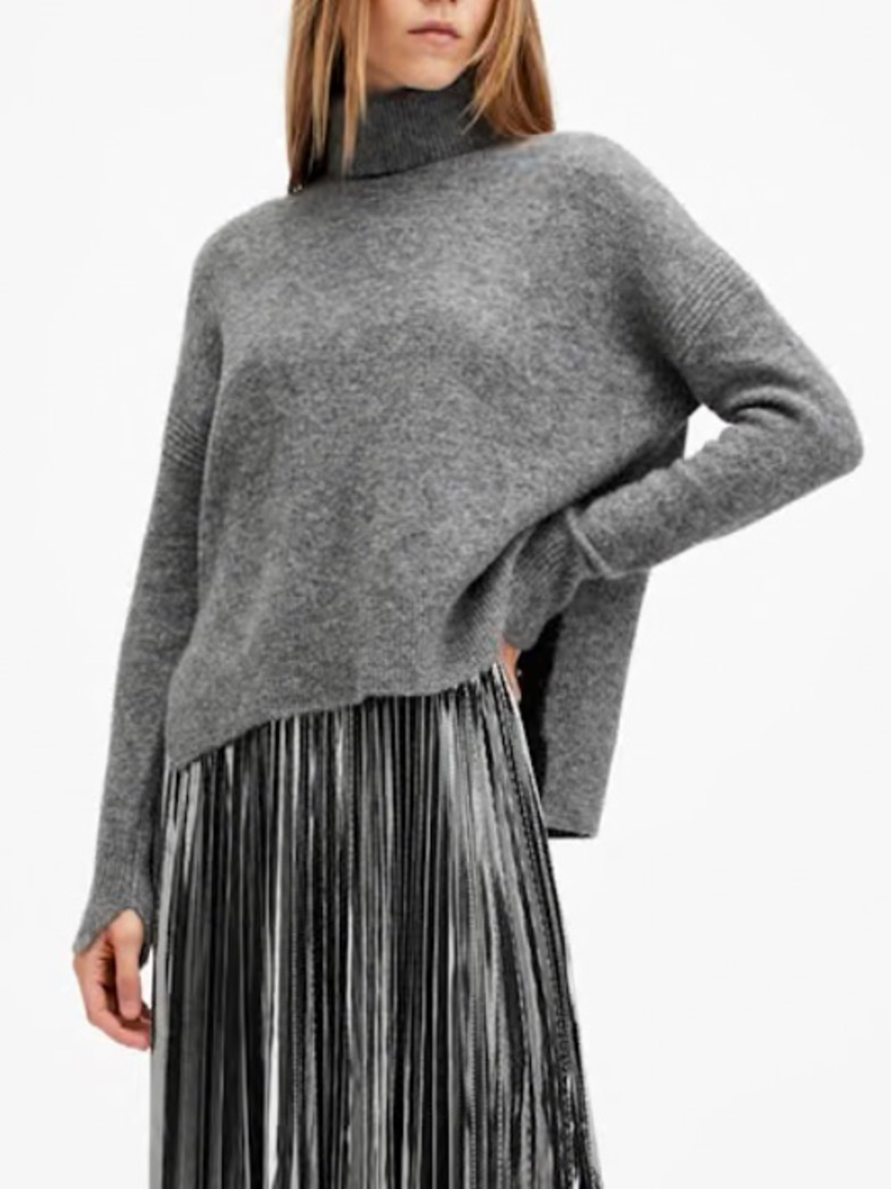 AllSaints Gray Wool Blend Turtleneck Spark Sweater Size Small